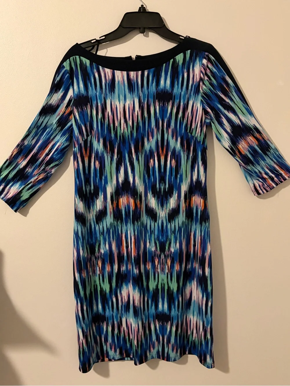 Jessica Howard Multicolor Ikat-Print Midi Dress with black panels